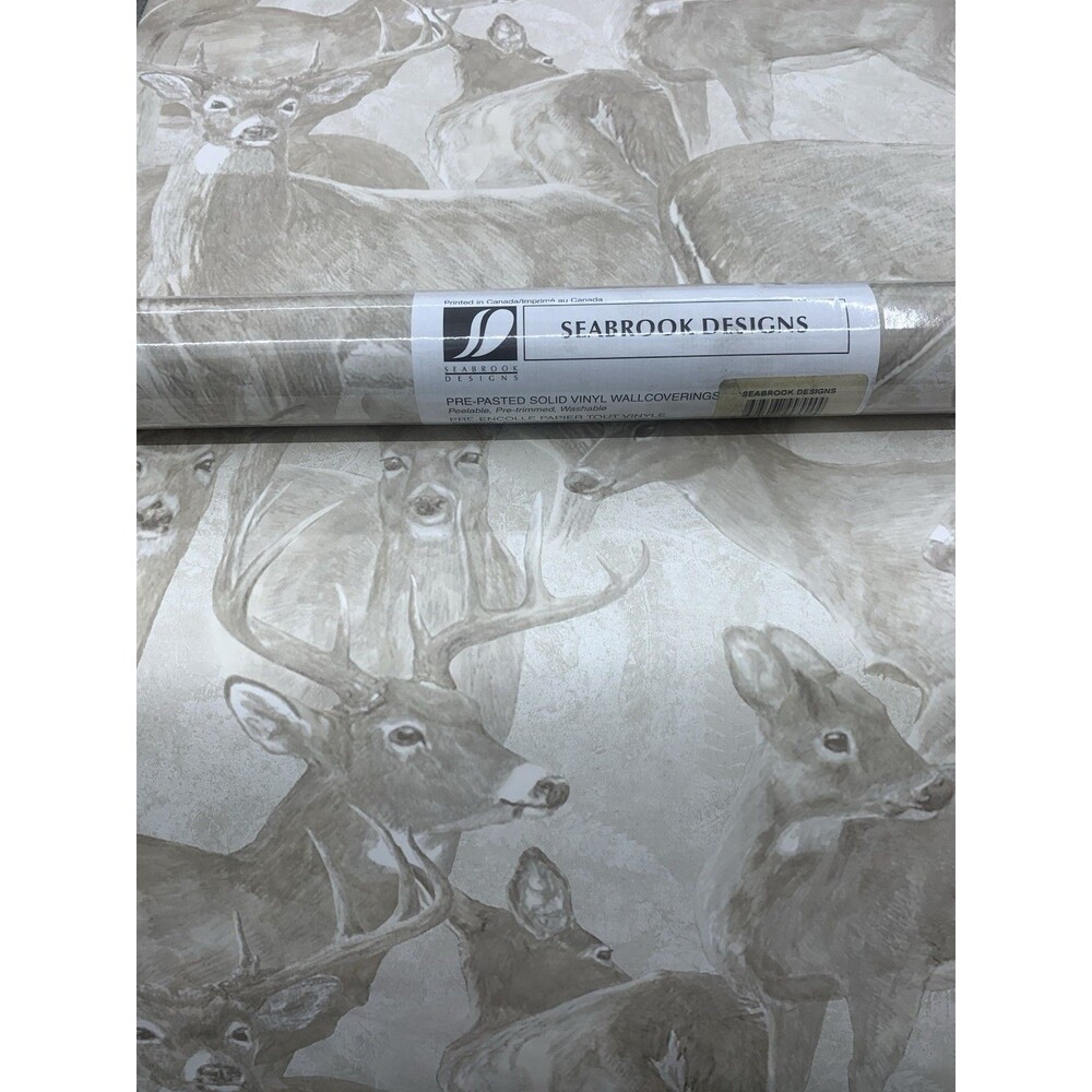 Seabrook Deer Buck Doe Wallpaper HG554, 20.5” X 11yds